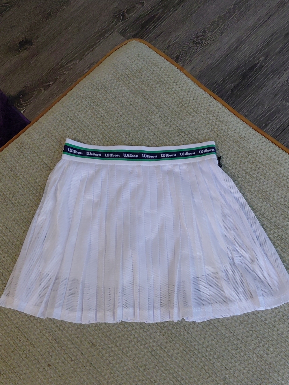 Wilson White Pleated Tennis Skirt with Green Branded Waistband